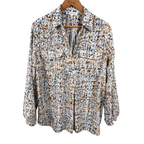 Just Olivia Tops - Just Olivia Women Size Large Multicolor Batik Casual Pockets  Long Sleeve Blouse